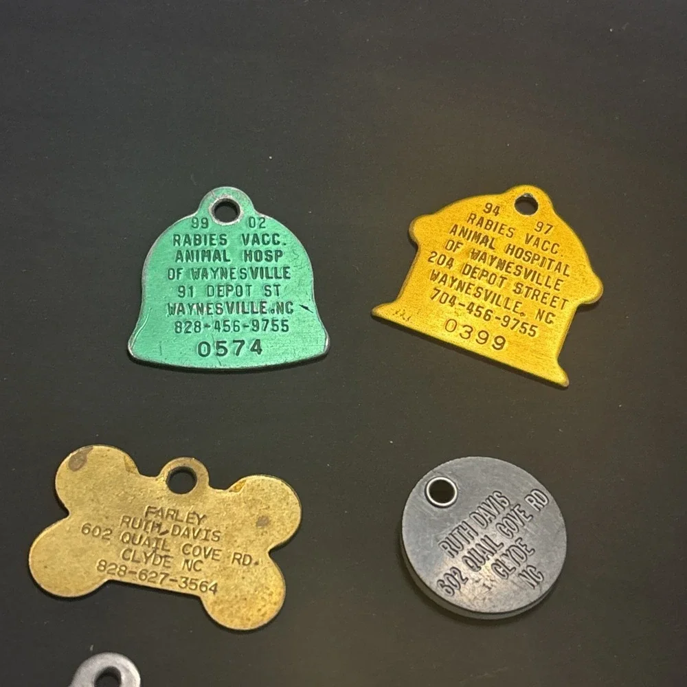 23 Vintage Dog Tags Rabies Vaccination Waynesville NC Pet ID Milk-Bone 1980s